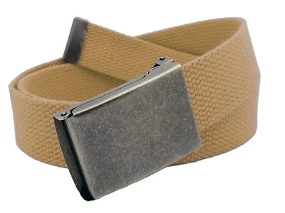 Build A Cinturón Para Hombre Antiguo Plateado Abatible 1.25" Hebilla Ancha con Cinturón Web Foto 1 de 4