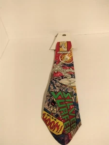 Silk Silver Surfer Neck Tie -- Red -- Vintage - Picture 1 of 5