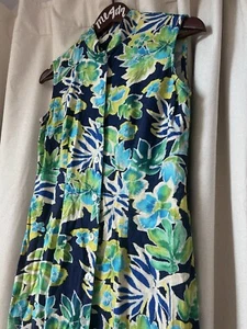 Maxi Vestido Floral Cuello Mandarín Vintage Botones Aberturas Laterales XS-S Lino (?) - Imagen 1 de 20