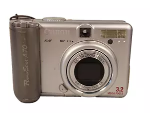 Canon PowerShot A70 Silver Digital Camera w/Memory Card & Manual - Parts/Repair - Picture 1 of 11