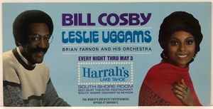 Bill Cosby and Leslie Uggams at Harrah's Tahoe Advertising Postcard May 1972 - Picture 1 of 2