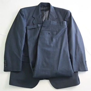 Mens 43R 44R 36x30 Navy Blue Nailshead 100% Wool Mens Jacket Pants Suit - Picture 1 of 24
