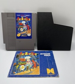 BurgerTime NES (Nintendo Entertainment System, 1987) Game, Manual, Dust Cover