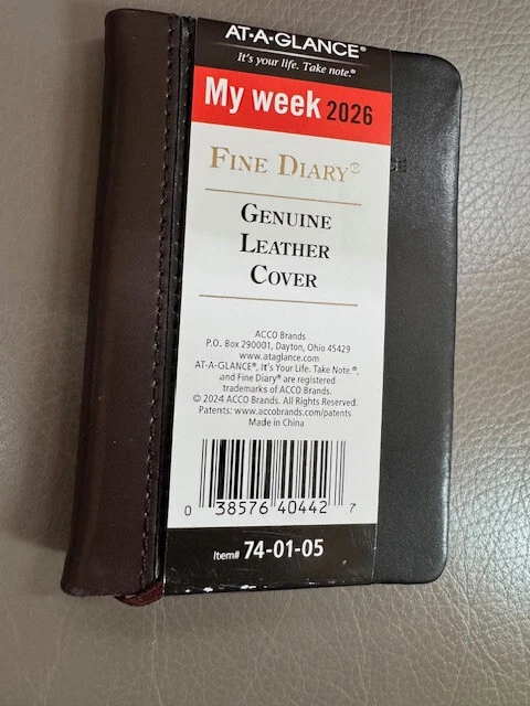 NEW 2026 At-A-Glance 74-01-05 Fine Diary Weekly Monthly Planner, Genuine Leather - Image 1 of 1