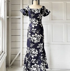 Unworn 1950s Vtg Alfred Shaheen Holomuu Hawaiian Mermaid Fishtail Maxi Dress XS - Picture 1 of 12