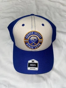 Fan Favorite NHL Buffalo Sabres  Stitched Logo Adjustable Hat White/Blue - Mark - Picture 1 of 8