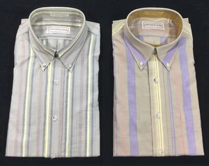 NOS 2 vtg CHAPS RALPH LAUREN STRIPE BUTTON DOWN COLLAR CASUAL DRESS SHIRT LOT M - Picture 1 of 11