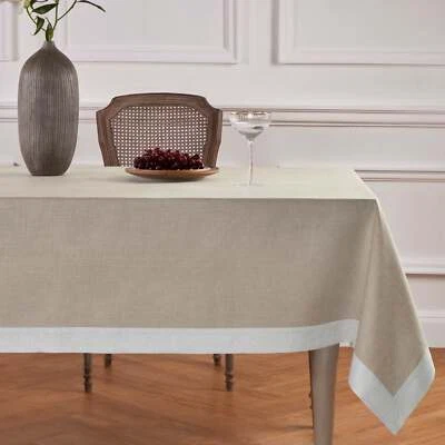Solino Home 100% Pure Linen Tablecloth for Fall Dining Kitchen, Festive Edge - Image 1 of 4
