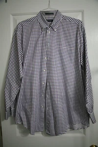 Nautica Men's Dress Shirt, Size 16.5-34/35, White with Purple/Blue Stripes - Picture 1 of 3
