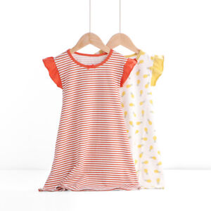 Little Girls' Flutter Sleeve Nightgown Toddler Nightdress Cotton Pajamas Dress