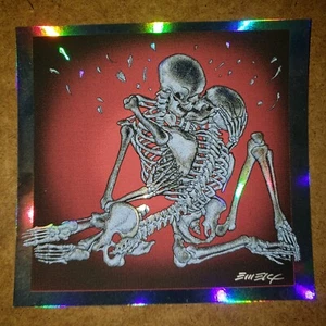 Foil EMEK Queens of the Stone Age Red Rocks Handbill Kissing Skeletons Print - Picture 1 of 10