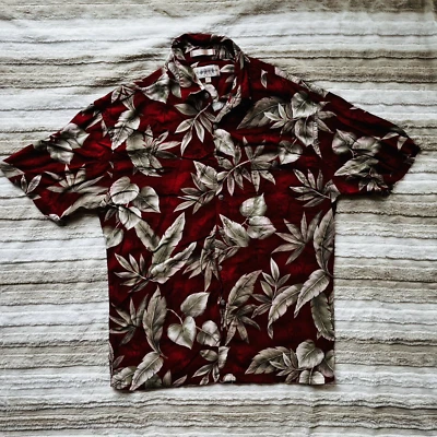 Campa Moda Mens SS Hawaiian Shirt Size L 100% Rayon Red/White Floral - Image 1 of 4