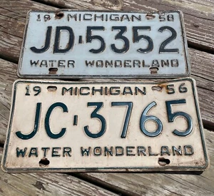 Vintage '56 '58 Michigan Nummernschild Hot Rod Man Cave Garage Wasser Wunderland 50er - Bild 1 von 9