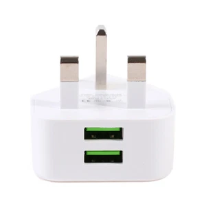 UK Plug Single USB Double USB Adapter Mains USB Adaptor Wall Charger Tra-OY - Zdjęcie 1 z 10