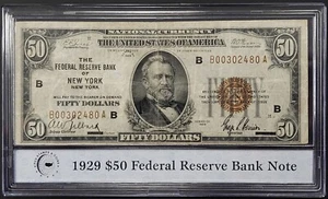 1929 $50 Nat'l Currency, Federal Reserve Bank of New York! F-1880B. NO RESERVE! - Picture 1 of 6