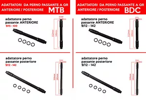 adattatori da perno passante a qr anteriore e posteriore MTB e BDC - Foto 1 di 4