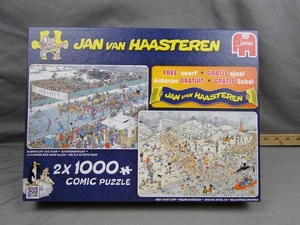 Jan van Haasteren New Years Dip Ice Tour Comic Puzzle 2x 1000 Piece Puzzle Scarf - Picture 1 of 5