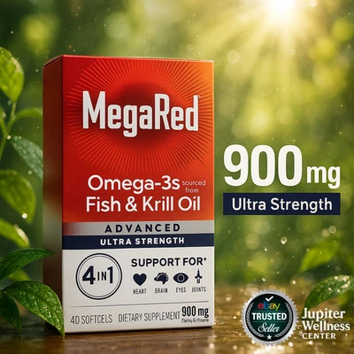 900mg MegaRed Omega-3 Krill Oil Heart Joint Brain Health, 40 Softgels Exp 6/2026 - Image 1 of 4
