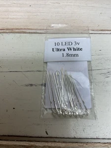Modelismo, Casa de Muñecas, Maqueta Ferrocarril 1.8mm 3v ULTRA BLANCO LED 10x Pack. - Imagen 1 de 1