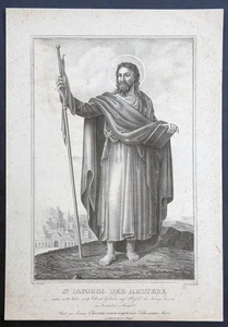 Stampa antica litografia san giacomo maggiore apostolo discepolo cristo 1860 - Imagen 1 de 5