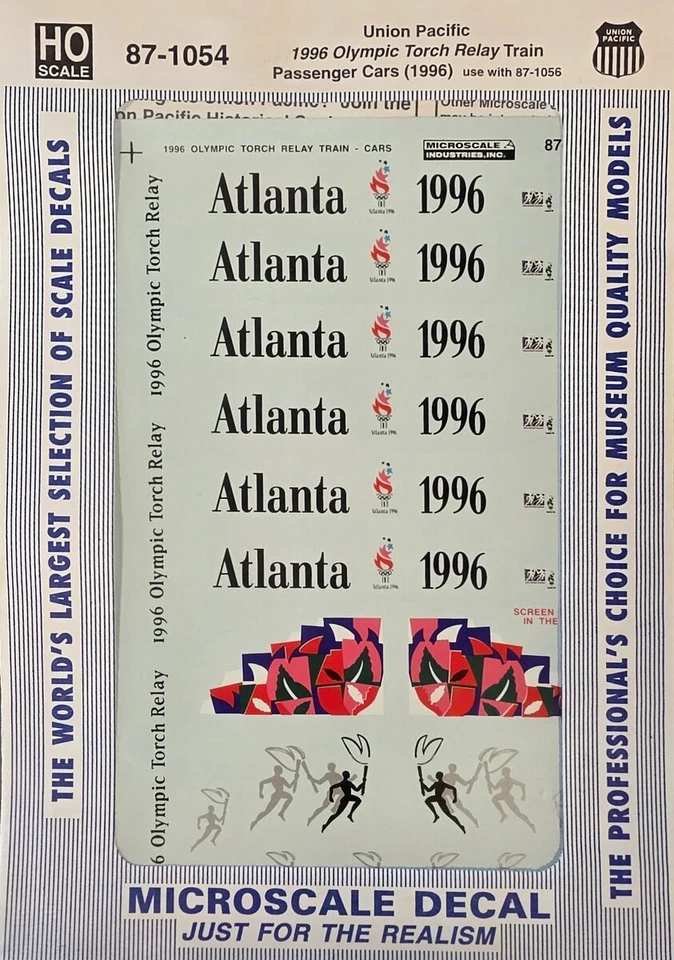 Microscale 87-1054 HO UP 1996 Olympic Torch Relay Train Passenger Cars Decals - Image 1 of 1