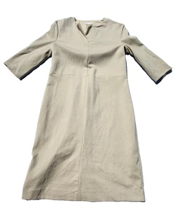 COS Dress Women's Small Beige Midi 1/2 Sleeve Minimalist Casual Office - Picture 1 of 7