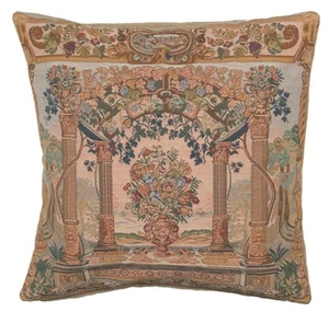 French Tapestry Cushion Cover – Terrasse with Columns –Throw Pillow 19x19 in - Picture 1 of 10