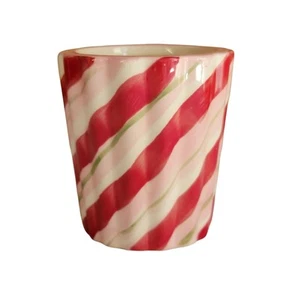Candy Cane Votive Candle Holder Red Pink Green White Ceramic Christmas Holiday - Imagen 1 de 3