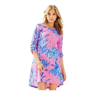 Lilly Pulitzer Surfcrest Swing Dress Tiki Pink Monkey Out On A Limb Size Small - Image 1 of 4