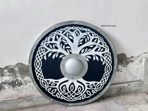Medieval Wooden Viking White Tree Design Handmade Shield Cosplay & Wall Decor - Picture 1 of 4