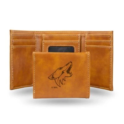 Arizona Coyotes NHL Laser Engraved Brown Trifold Wallet - Image 1 of 4