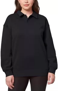 Mondetta Damen Fleecepullover mit Kragen Oberteil - Schwarz - L - Bild 1 von 2