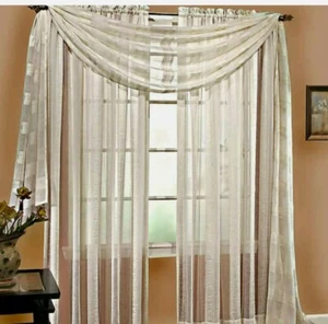 Linen Sheer 6-Yard Window Scarf in Ivory - Picture 1 of 2