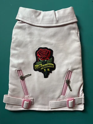 Sm Breed Lady Rebel Rider S-XXL PINK PU Leather Biker Pet Dog Vest - Image 1 of 4