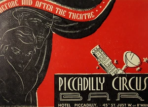 Vintage Piccadilly Circus Hotel Bar Souvenir Photo Theater District NY 1940s - Picture 1 of 5