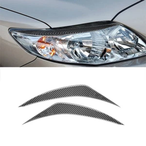 2x Cubierta de párpado de cejas de faros delanteros de auto de fibra de carbono suave para Corolla 06-12 - Imagen 1 de 11
