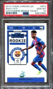 Boleto de novato Panini Chronicles Ansu Fati 2019 #RT4 Contenders RC PSA 10 - Imagen 1 de 2