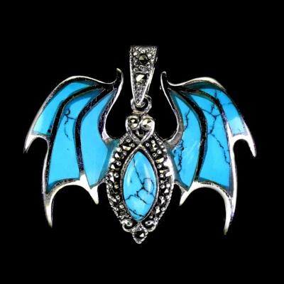 Colgante de plata 925 de verano estabilizado turquesa marcasita piedras preciosas joyería Foto 1 de 4