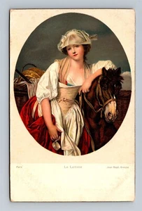 Postal artística de La Laitiere - por Jean Baptiste Greuze - Imagen 1 de 2