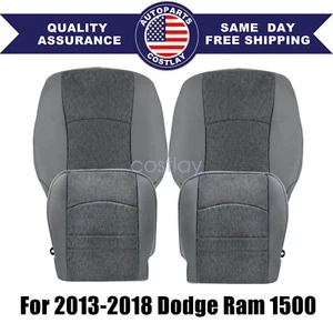 For 2013-2018 Dodge Ram 1500 2500 3500 Driver & Passenger Cloth SEAT COVER Gray - Picture 1 of 12