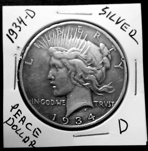 1934-D Peace Dollar Semi-Key Date 1 $ One Dollar High Grade Silbermünze ⭐034⭐V4⭐ - Bild 1 von 5