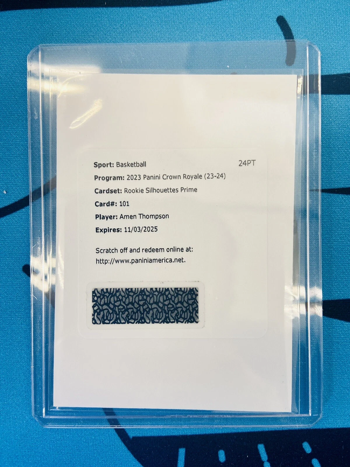 Amen Thompson 2023-24 Crown Royale Rookie Silhouettes Prime /25 RPA Redemption