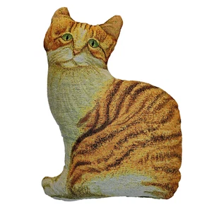 Almohada en forma de gato Percy 16" felpa naranja a rayas atigrado - Imagen 1 de 7