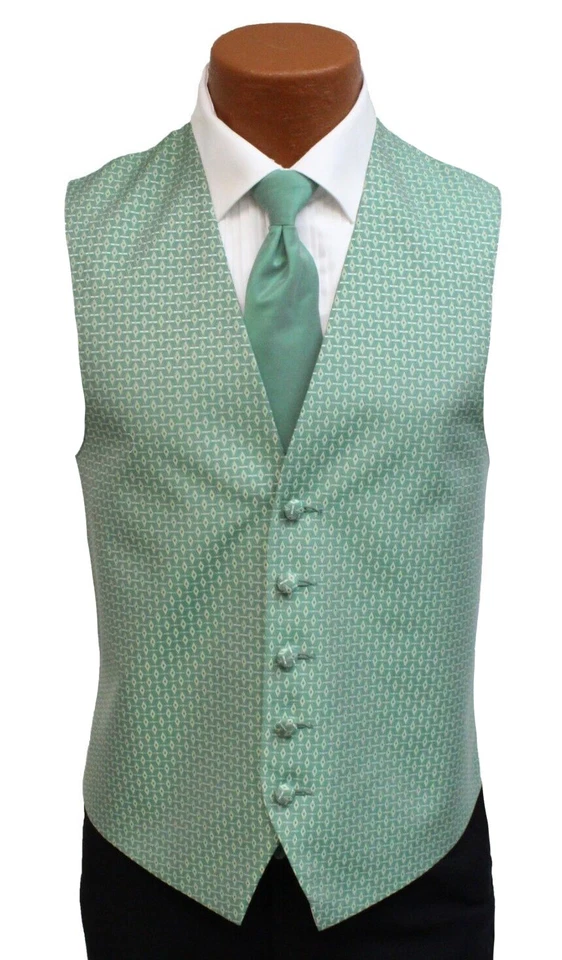 Men's After Six MInt Green Tuxedo Vest & Tie Free Shipping Big & Tall Sizes - Image 1 of 4