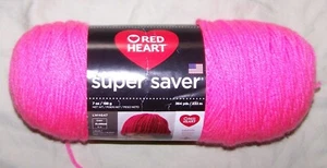 Hilo acrílico Skein Red Heart Super Saver Worsted MEDIANO 4 capas 7 oz Pretty 'N Pink - Imagen 1 de 3