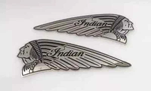 JUEGO DE EMBLEMAS DE INSIGNIAS DE TANQUE DE GASOLINA PAR PARA MOTOCICLETA INDIAN JEFE DE COLECCIÓN - Imagen 1 de 12