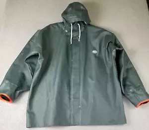 VTG Grundens Sweden Men XL Green Brigg Fishing Rain PVC Hooded Jacket - Picture 1 of 9