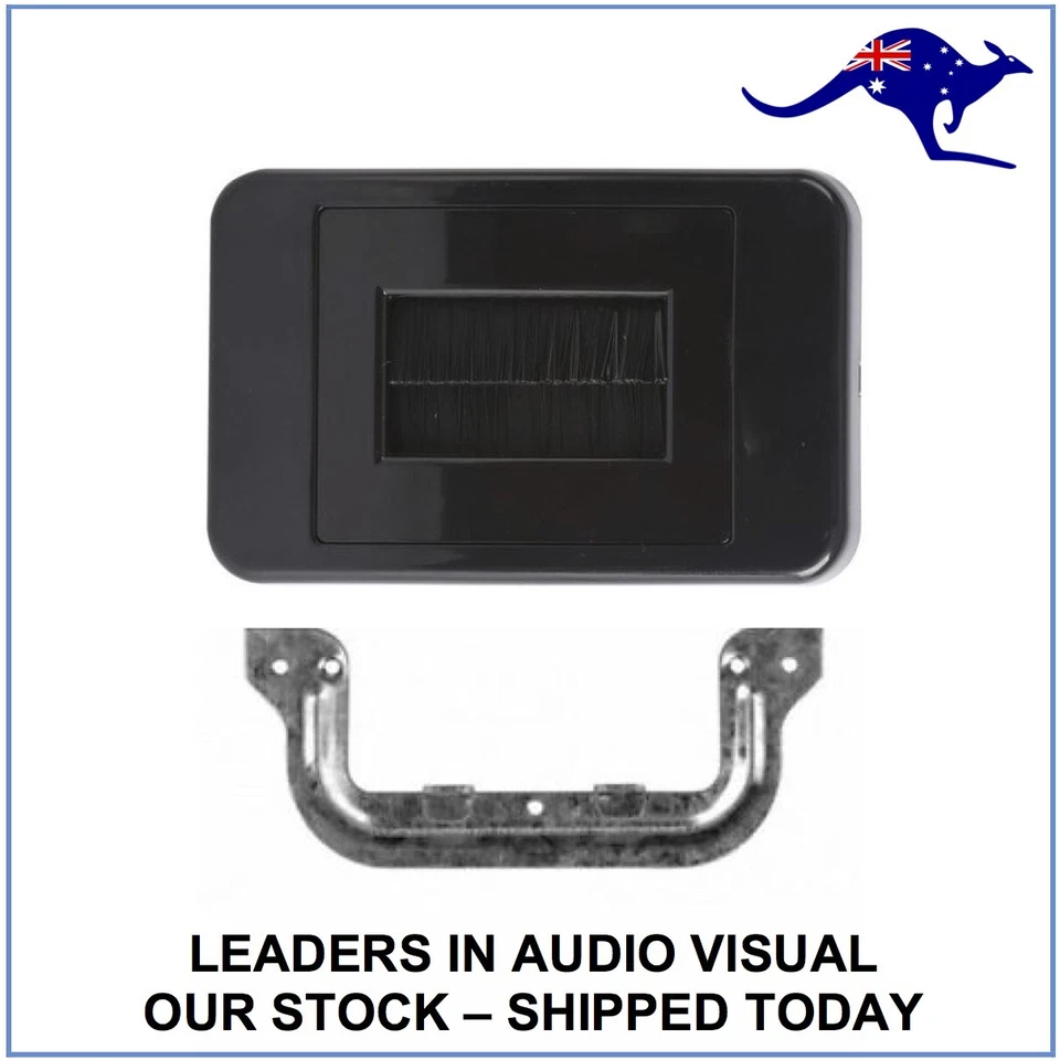 Flush Bristle Brush Cable Inwall Management Wall Plate Wallplate Black + C Clip - image 1 of 1