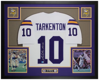 Fran Tarkenton Autographed and Framed White Minnesota Jersey Auto Beckett COA - Image 1 of 4