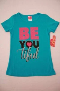 NEW Girls Graphic T-Shirt Medium 7 - 8 Blue Beautiful Short Sleeve Top Be You - Picture 1 of 2
